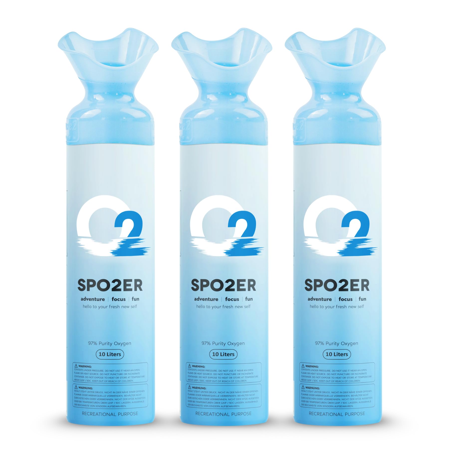 SPOZER Oxygen Cylinder 97% Pure Oxygen 10 Liter Portable Can, Portable Oxygen, Ideal for High Altitude & Reduce Recovery Time, 3 Oxygen Tanks