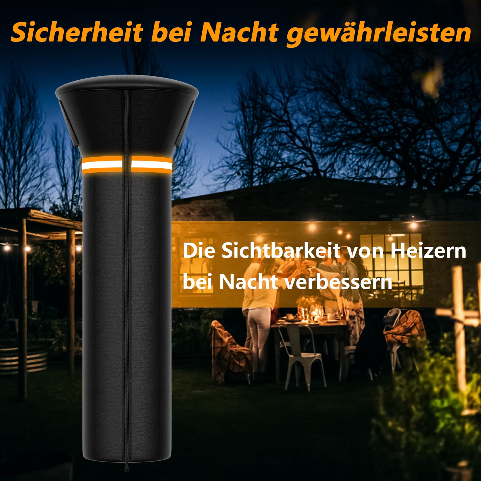 EVRBUL Abdeckung für Terrassenheizer mit Reißverschluss Heizpilz Abdeckung Strapazierfähig 420D Wasserdicht Winddicht Sonnenschutzend Staubdicht Außenabdeckung für Stehender Heizer 226 x 84 x 48 cm