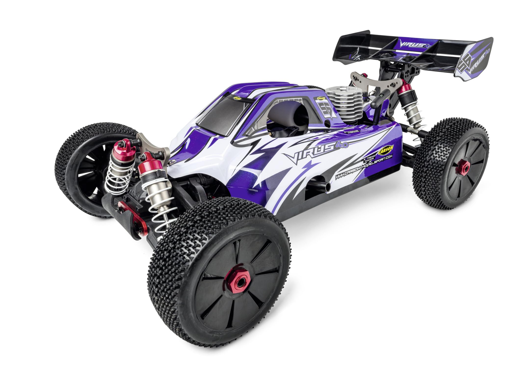 Carson 500204036 1:8 Virus V21 2.4G RTR Azul - RC Motor de combustión, 65kmh, RC, Coche RC, modelismo RC, Coche teledirigido