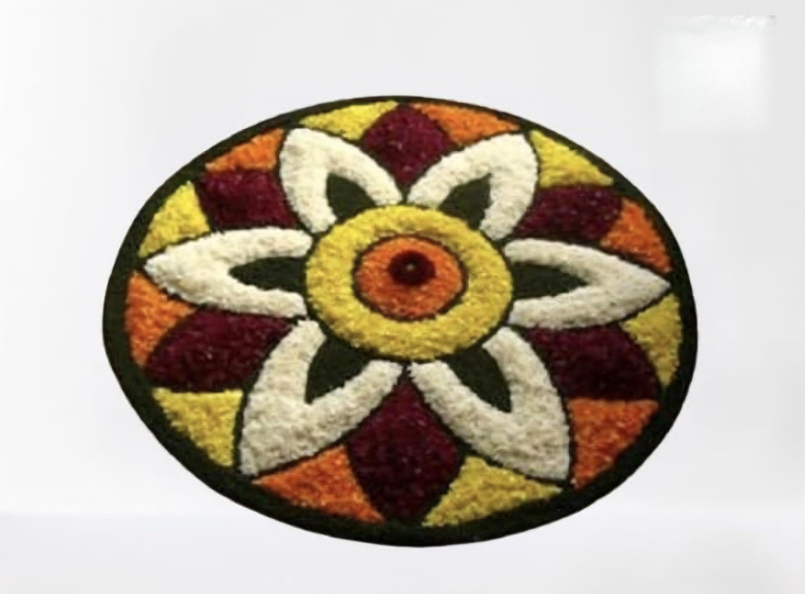 UPDHANM Super Soft Cotton Rangoli Doormat With Vibrant Floor Mat For Bedroom, Living Room, Kitchen, And Temple. Multicolor Modern Design For A Stylish Home 24 X 24 Inches, Round