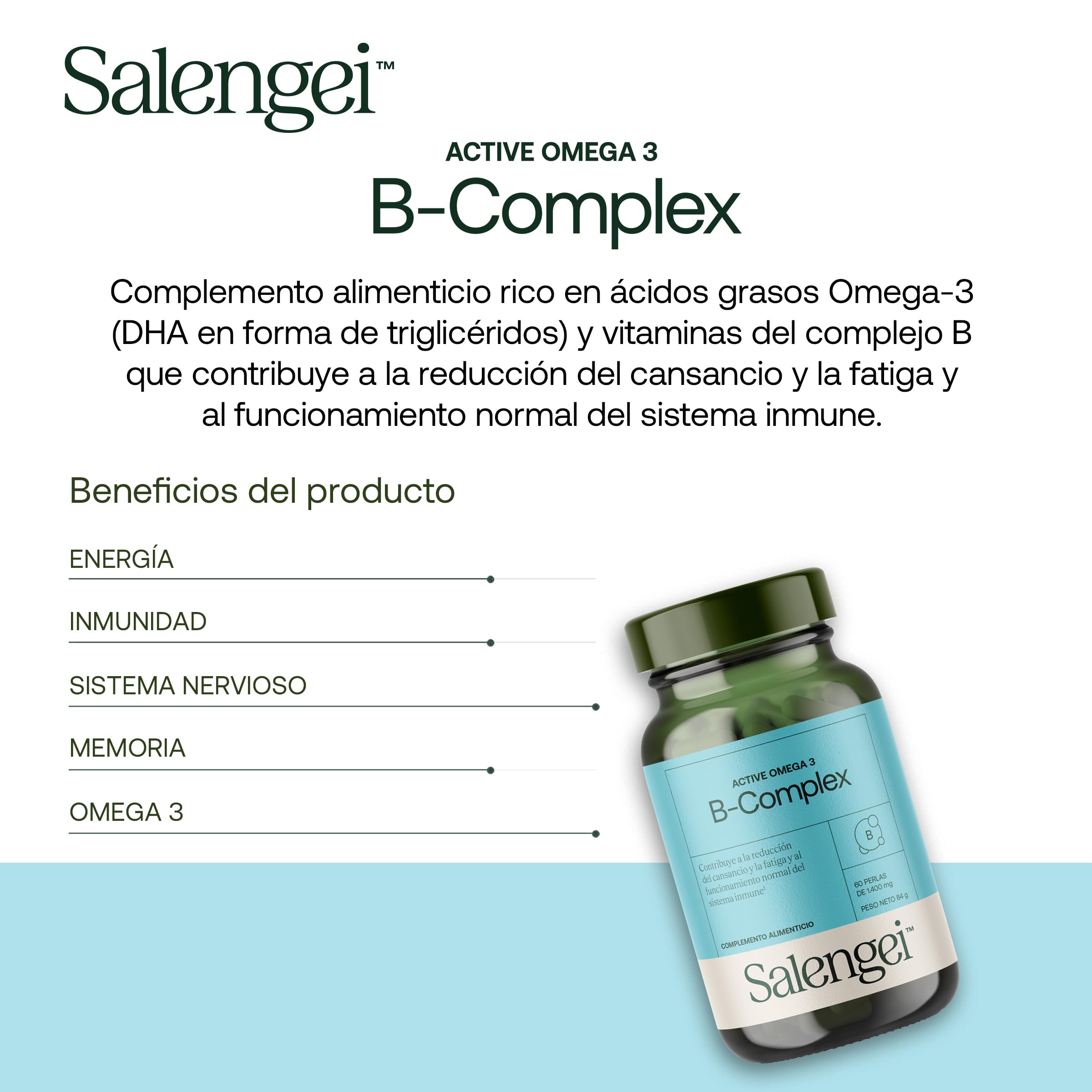 ACTIVE B-COMPLEX – Energía y metabolismo con todas las vitaminas del grupo B y colina | 60 perlas
