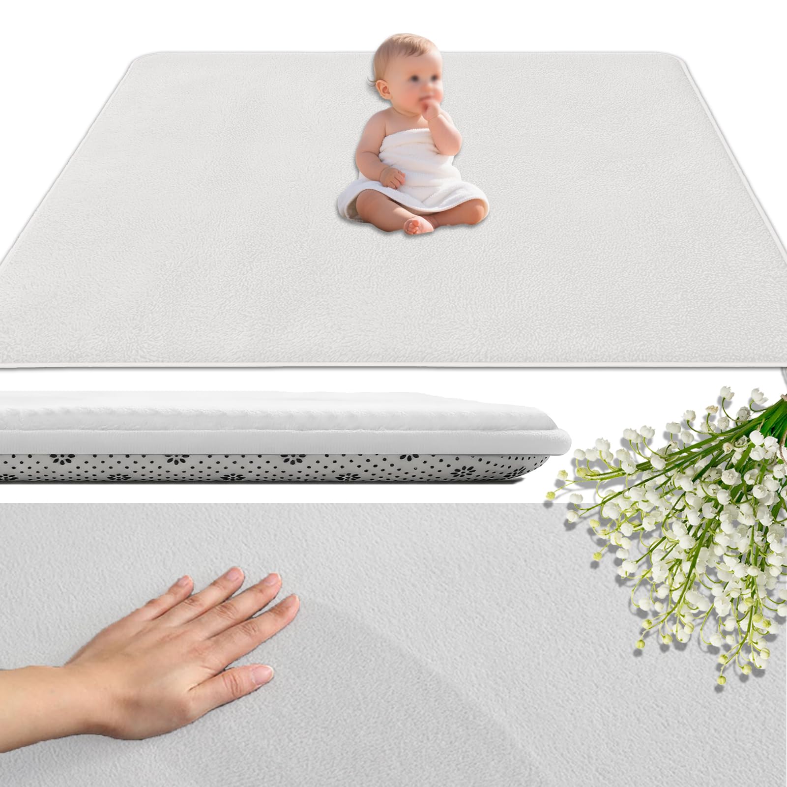 Antypoślizgowy wyściełany dywanik dla dzieci zmywalny 130 x 160 cm mata dla dziecka 3 cm wypełniona gąbką z powierzchnią, mata do zabawy dla niemowląt podłoga dla dzieci do pokoju dziecięcego