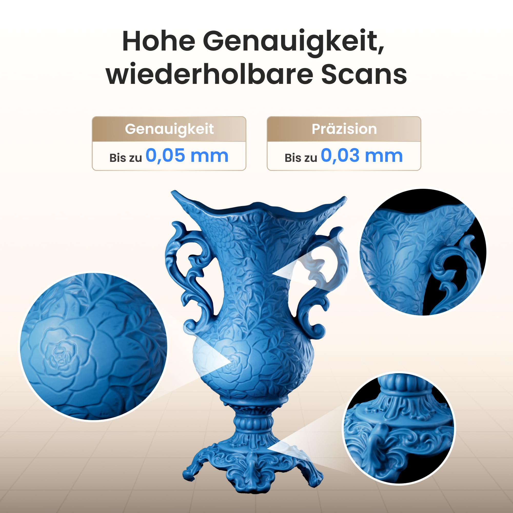 Revopoint INSPIRE 2 3D-Scanner für 3D-Druck, bis zu 0,03 mm Präzision, Mehrstrahl-Laser & Strukturiertes Licht, Scannen im Freien & Kabelloses Scannen, Vollfarbscans, Optischer Zoom, 190g, Standard