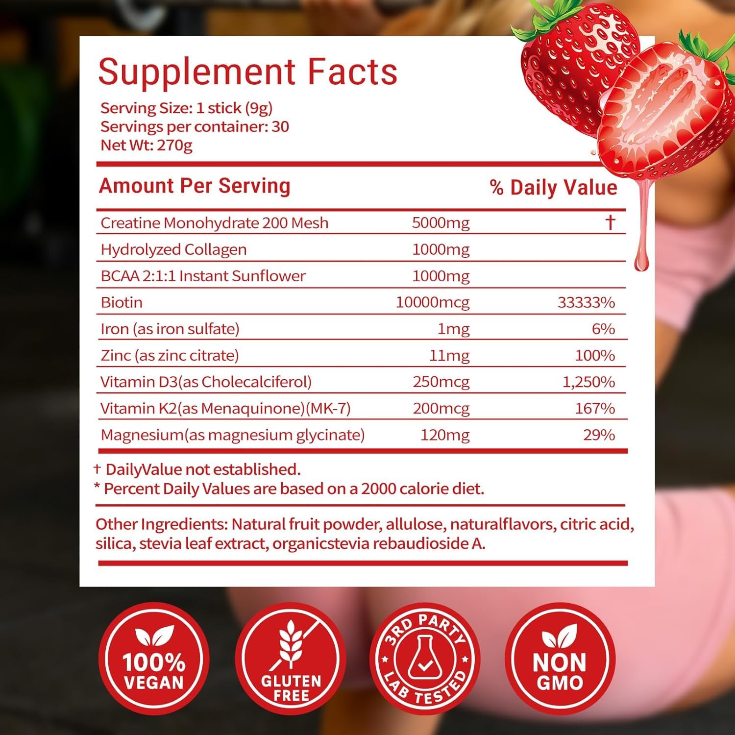 Creatine Powder for Women–Creatine for Women, Strawberry Flavor–30 Sticks — Amazon image 6