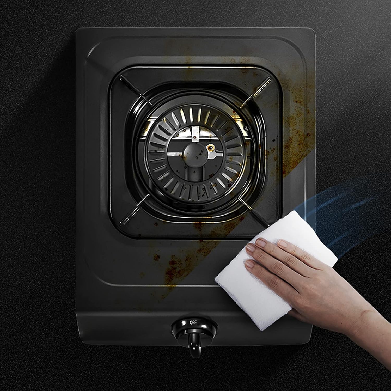 Gas cooktop Desktop Burner Gas Cooker gas hob 5. 2KW Fierce Fire Desktop Cooking Stove With Flameout Protection, Black Spray Panel