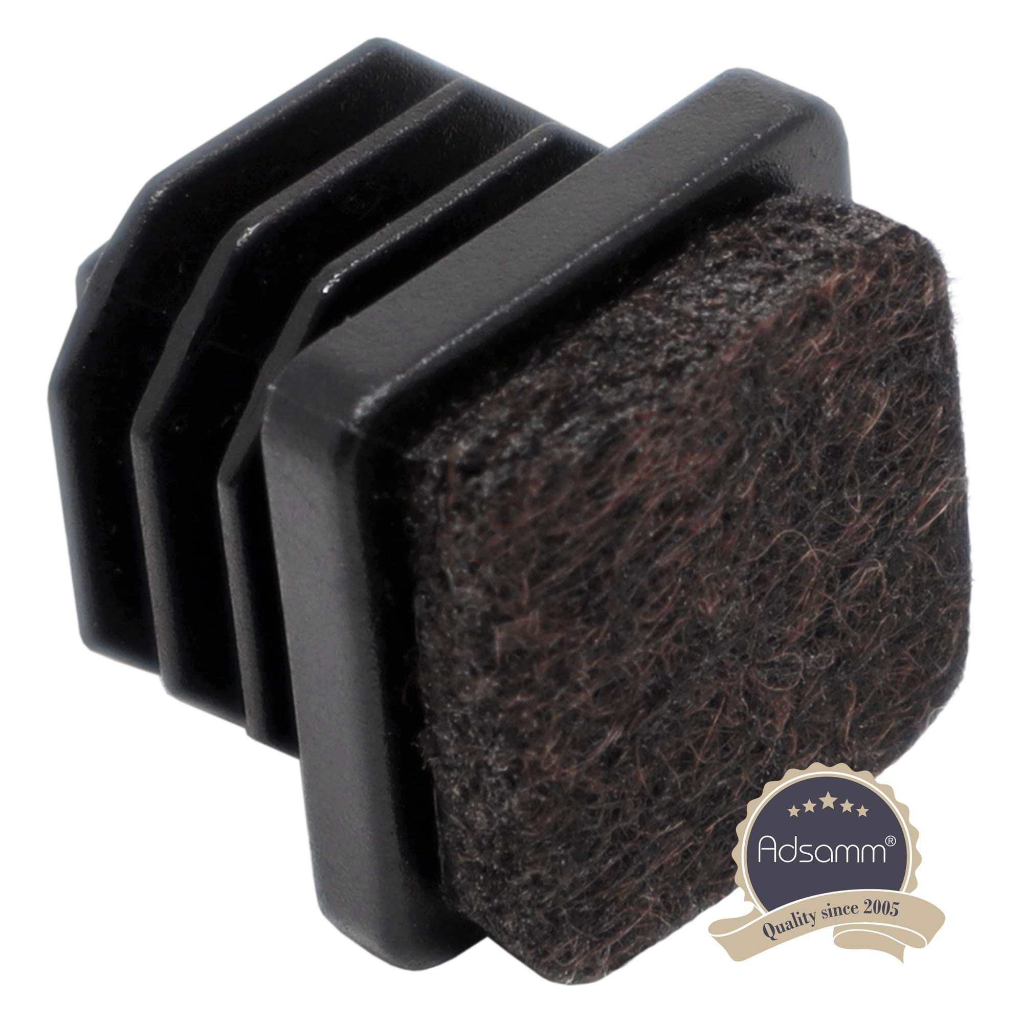 Adsamm 100 x Felt Glides for Tubes Black 14x14-16x16 mm Square Premium Quality Ripped Inserts with Felt for — view 3