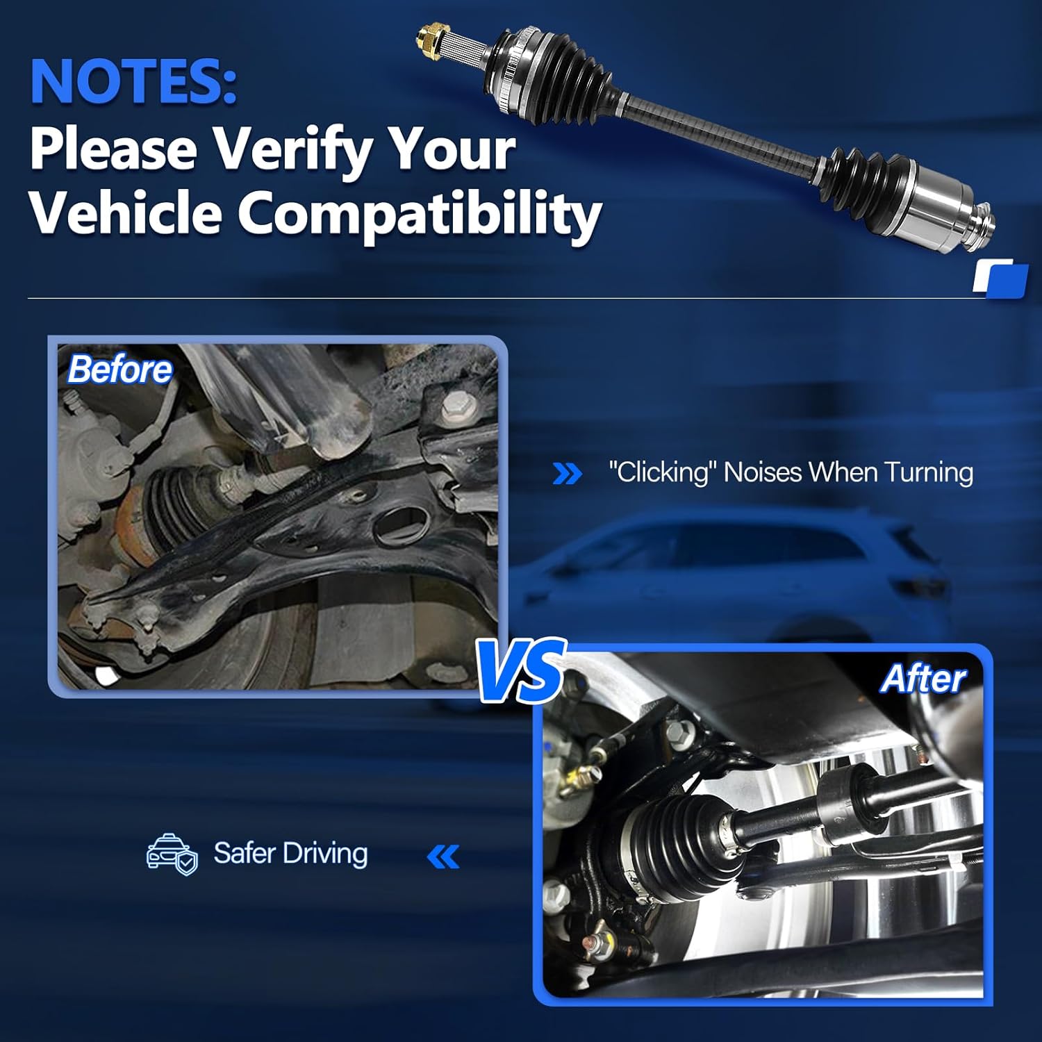 Maxfavor CV Axle Front Fit for Honda CR-V 1997 1998 1999 2000 2001 CV Axles EX/LX/SE 2.0L, A Pair 4WD Front Left Right (Driver Passenger) CV Axles Joint Shaft Assembly Manual Trans - Image 3