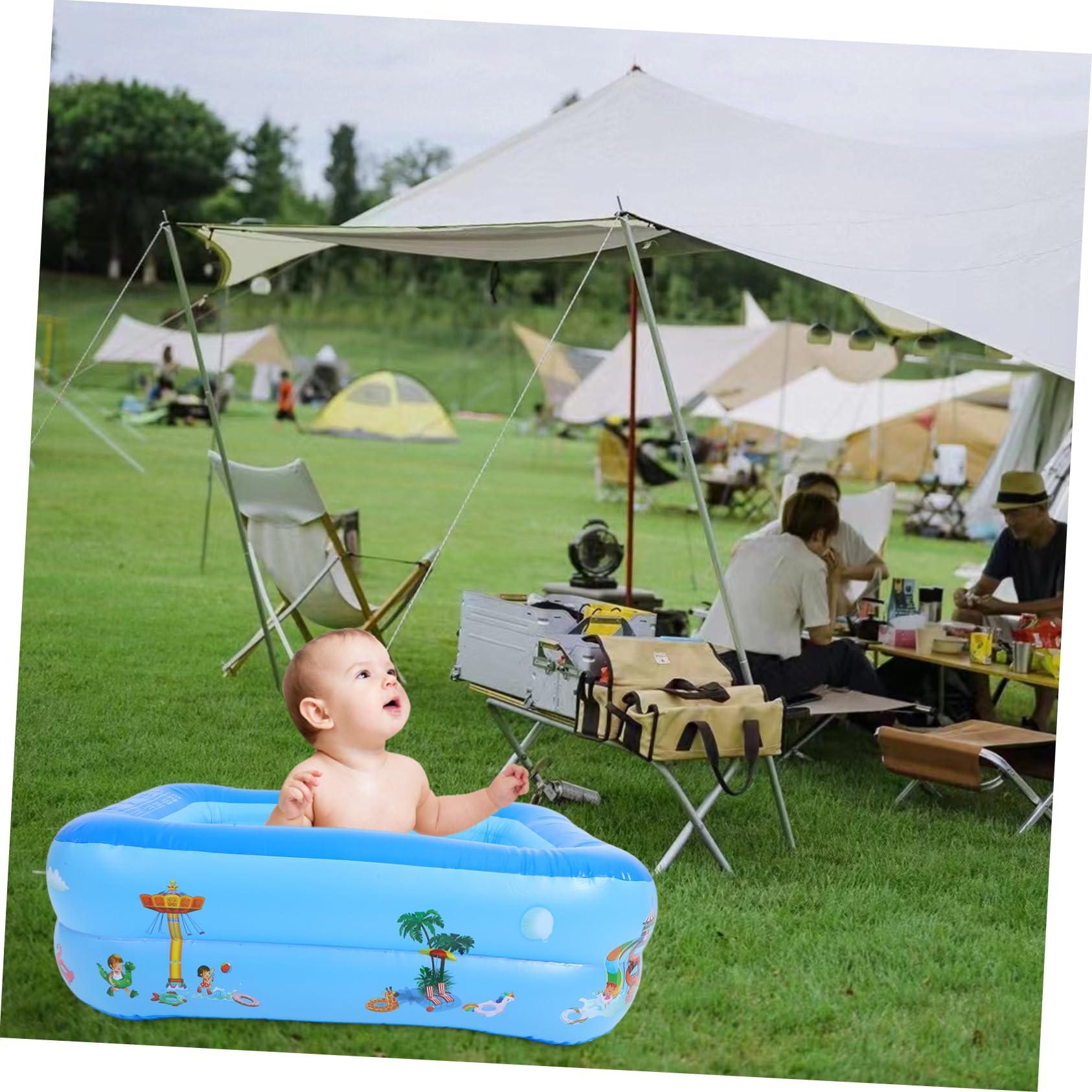 Piscine Gonflable Bleue en PVC pour Garçon et Filles, Double Couche Pliable