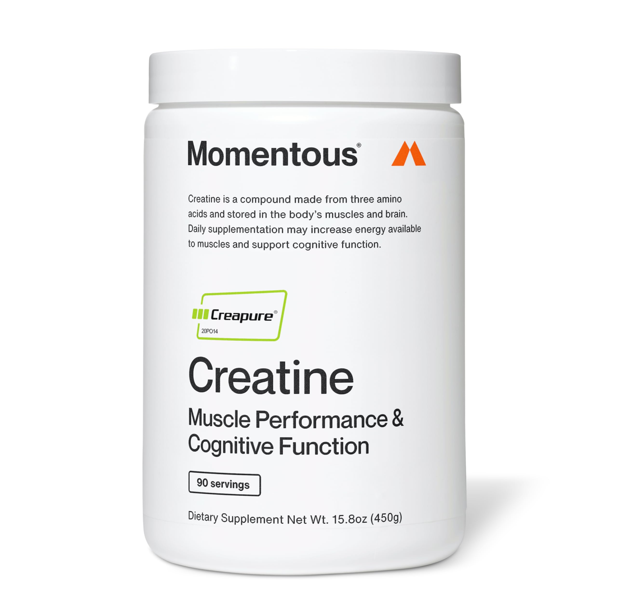 Momentous Creatine Monohydrate Powder - Creapure Creatine Powder - Supports Strength, Lean Muscle, & Recovery for Men & Women - NSF Certified for Sport - 5 g per Serving - 90 Servings
