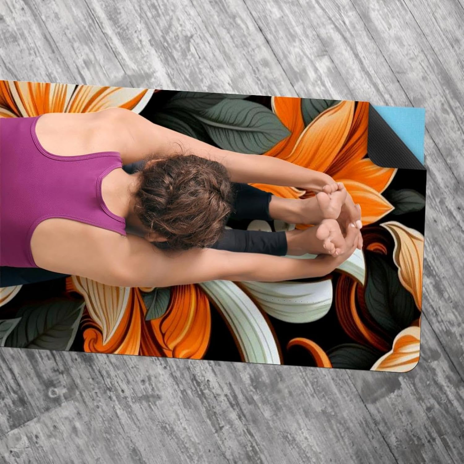 Yoga Towel, Orange Pattern Non Slip Sweat Absorbent Hot Yoga Mat Towel for Hot Yoga, Pilates and Fitness - 72.8" x 26.8"