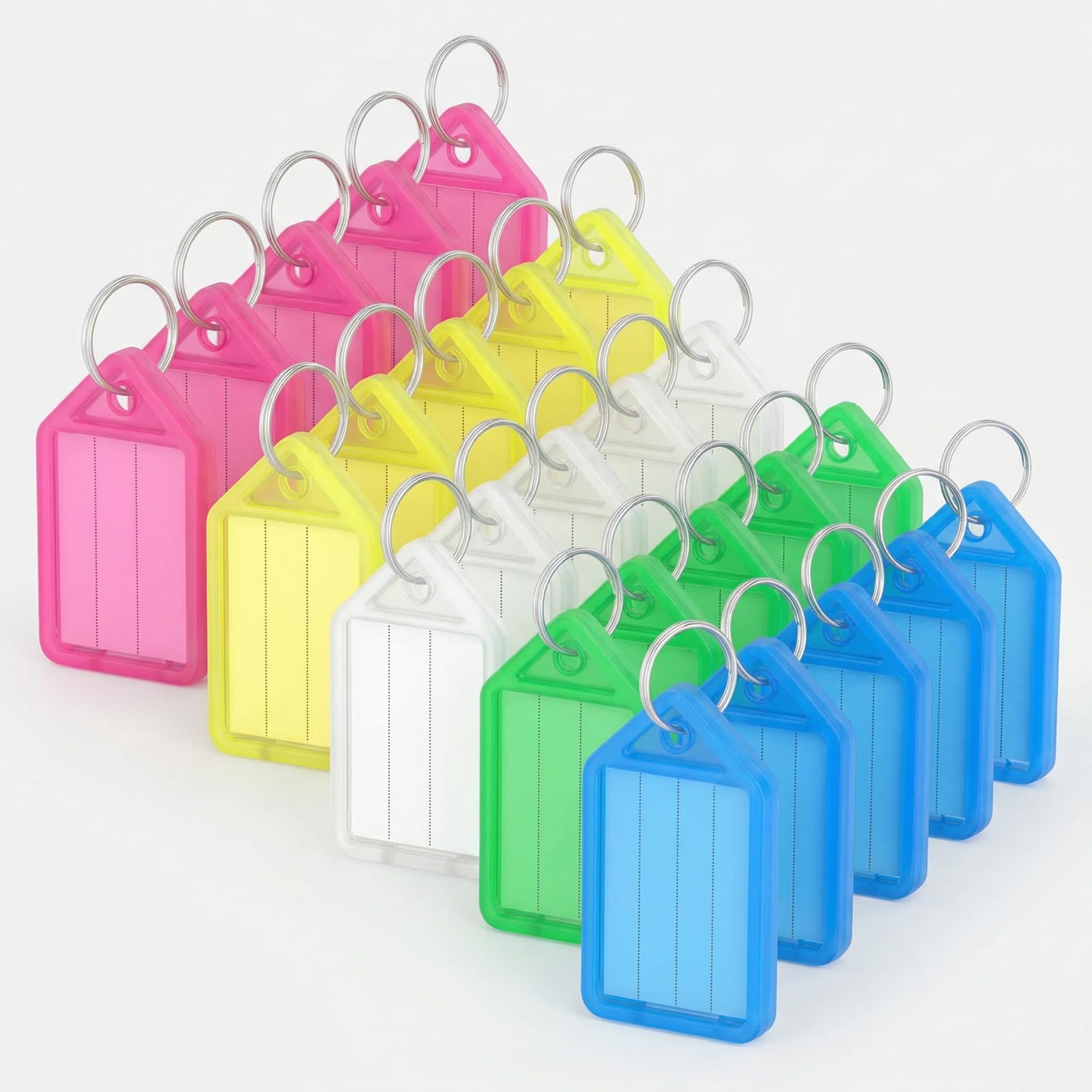 Amazon | プラスチックキータグ 5色20個セット 四角形 鍵管理用