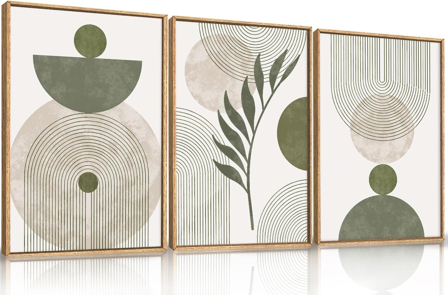 Ausril Large Abstract Green Gray Pastel Framed Canvas Wall Art,Neutral Landscape Wall Decor,Modern Watercolor Lake Artwork,Beige Textured Illustrations Art for Living Room,Bedroom,Office- 16"x24"x3 — view 13