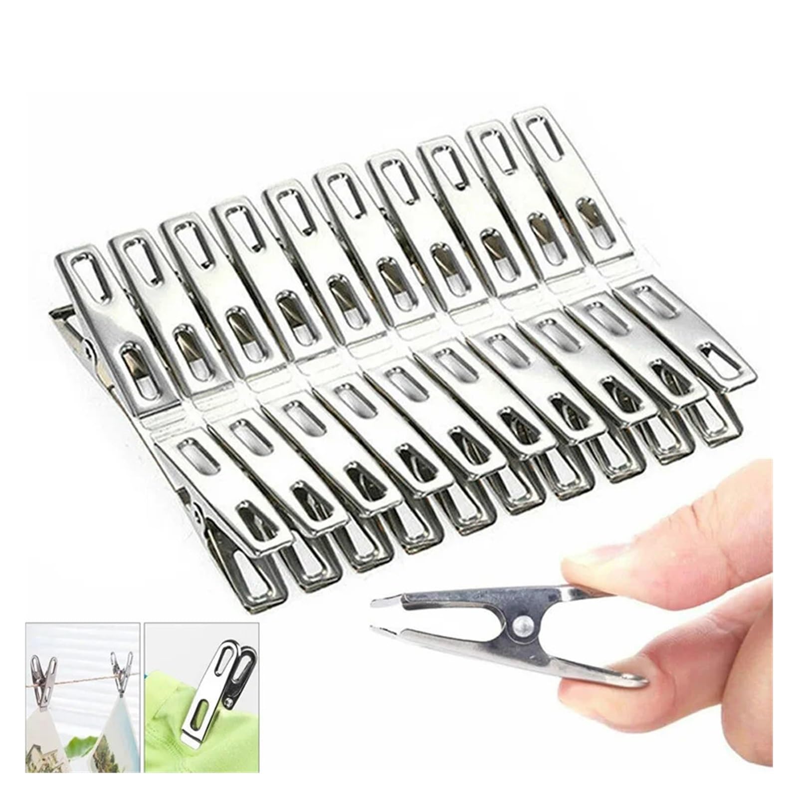 Metall-Wäscheklammern, 200 Stück, Wäscheklammern, Edelstahl, Waschklammern, Haushaltskleidung, Dichtungsclip, Hängestifte, Metallklemmen für Wäscheleine, Befestigung, Handtuch, Socken, Unterwäsche