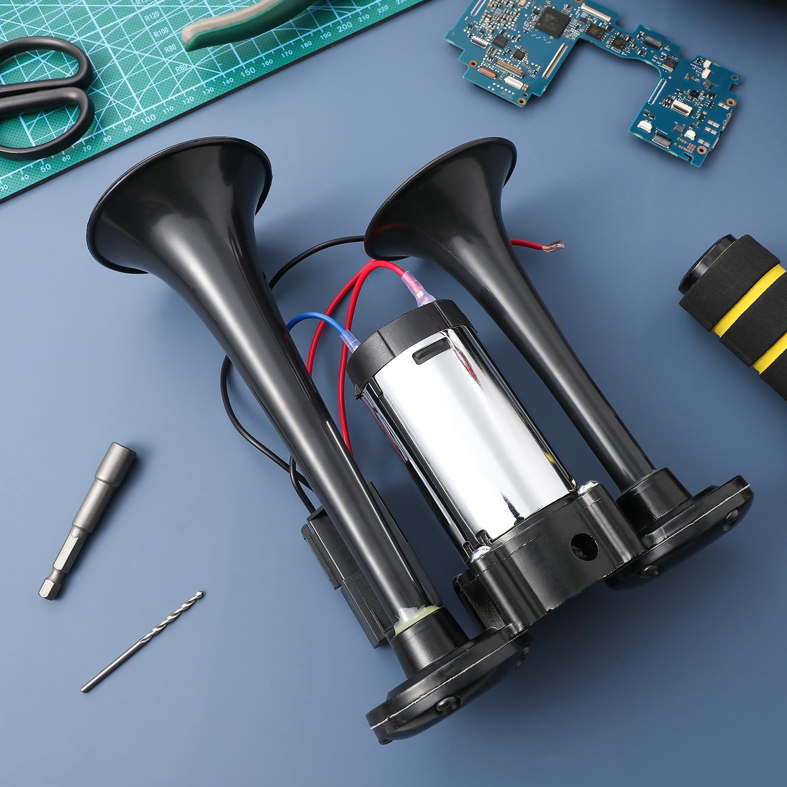 Bocina Aire Eléctrica Doble Kit Integrado Metal Resistente Compatible Coches Camiones Fácil Instalación