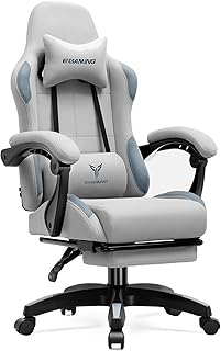 LUCKRACER ゲーミングチェア ファブリック 人間工学 腰痛対策 椅子 イス 90°~135°リクライニング テレワーク pcチェア デスクチェア 蒸れない 夏でも涼しい ソファーの座り心地 キルティング【一体式オットマン付き】ヘッドレス...