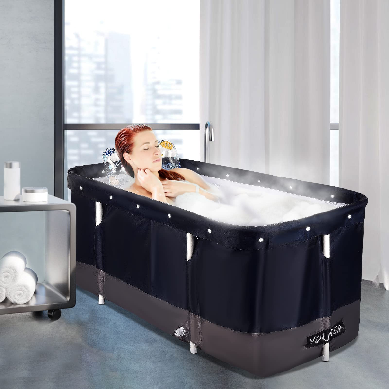 MATHOWAL Portable Bathtub, Foldable Bathtub 
