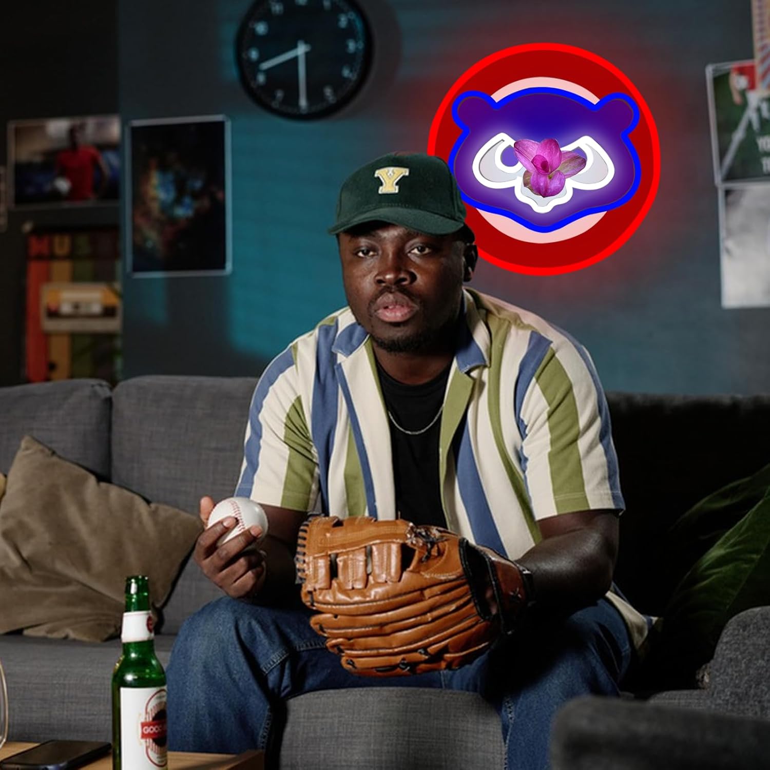 Baseball Team Neon Sign, Dimmable Light Up Team Logo Hanging USB Powered for Wall Decor, Man Cave, Bedroom, Game Room Decor, Birthday Christmas Merch Gift for Fans 12.2 * 12.2 inch - Image 3