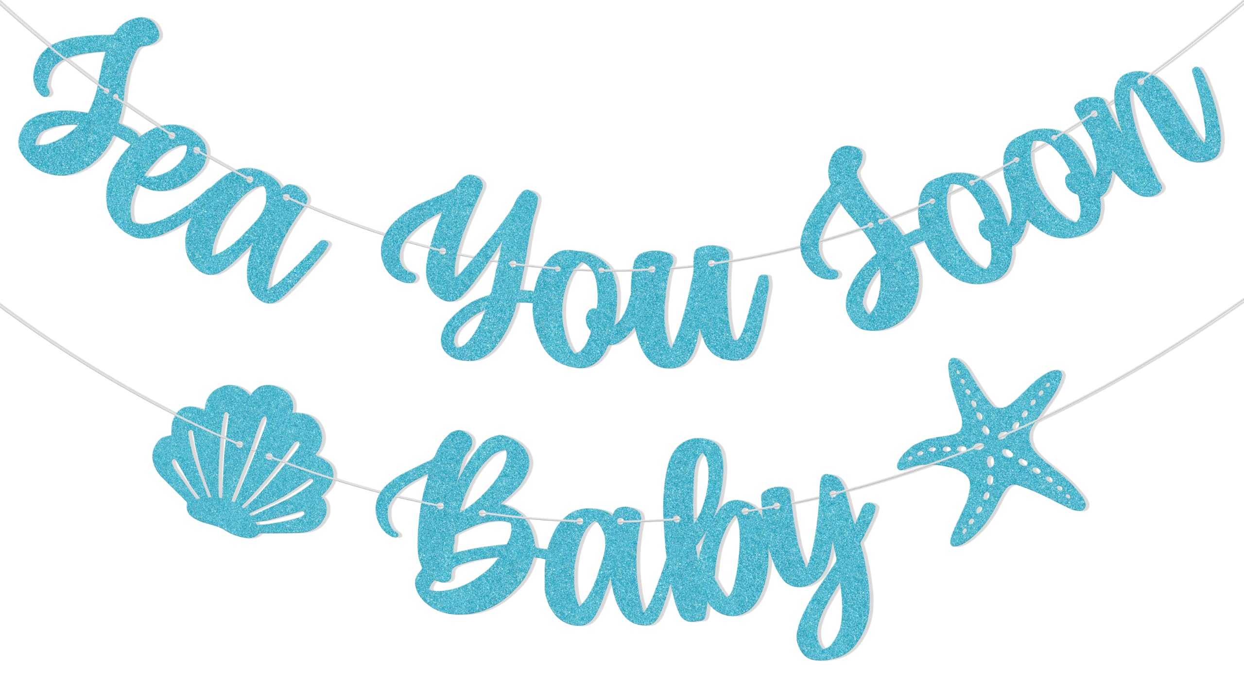 Aumccxz Sea You Soon Baby Banner Sea You Soon Baby Shower Decorations Ocean Baby Shower Decorations Blue