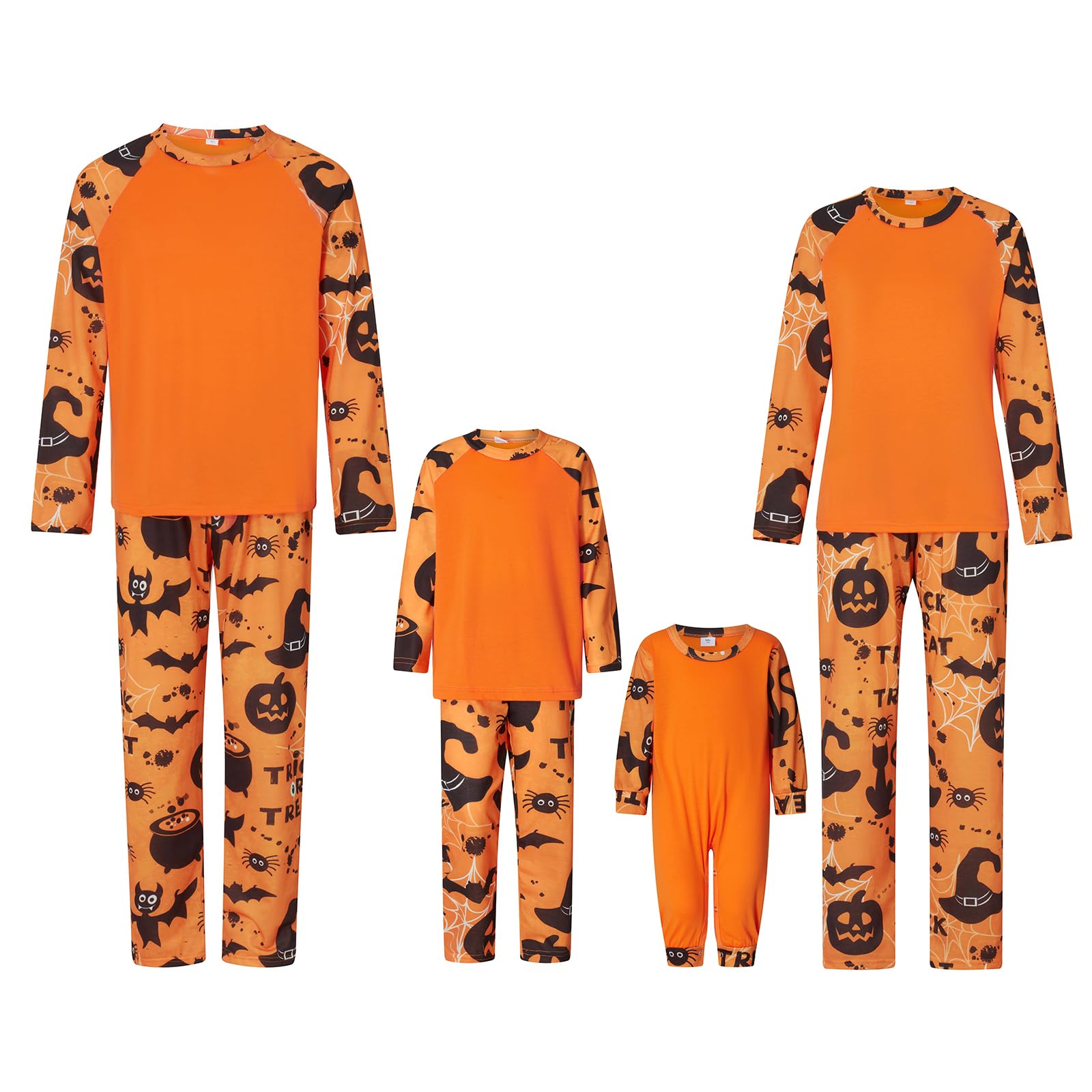 FULA-bao Family Halloween Pjs Matching Sets Stripe Pumpkin Print Pajamas Sets Long Sleeve Tee Pant Sleepwear for Adults Kids