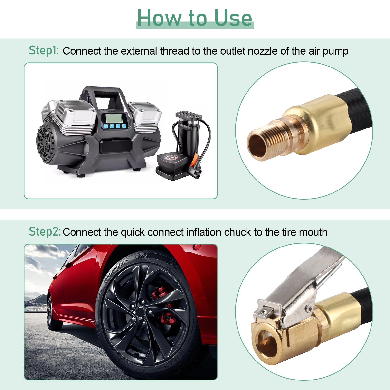 Tuyau De Gonflage De Pneu De Voiture Tube D'extension De Gonflage De Pneu Portable Tuyau De Compresseur D'air De Pneu Pour Voiture Automobile Pour Véhicule Moto