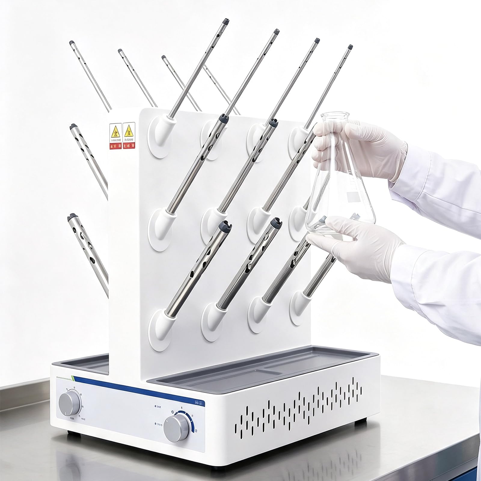 Suszarka do butelek z probówką, elektryczny stojak do suszenia powietrza z 24 kanałami, 0-4000 obr./min, Rt~85℃, regulacja temperatury, timer 0~1h, do laboratoryjnego suszenia naczyń szklanych