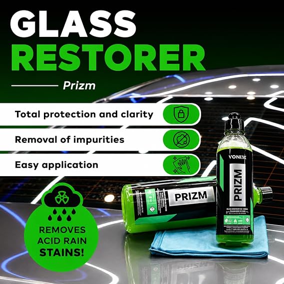 Vonixx Prizm 500ml Glass Restorer - Removes Water Spots Hard Water Stains and Paint Overspray Restores Original Clarity for Automotive Windshields and Windows