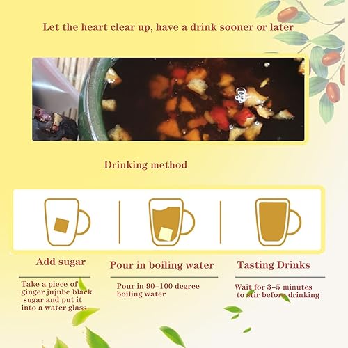 Miniatura 7 de Té de azufaifo de jengibre de azúcar moreno oscuro, 14.2 oz400 g Combinación de cubo de azúcar negro, dátiles rojos, jengibre triturado método