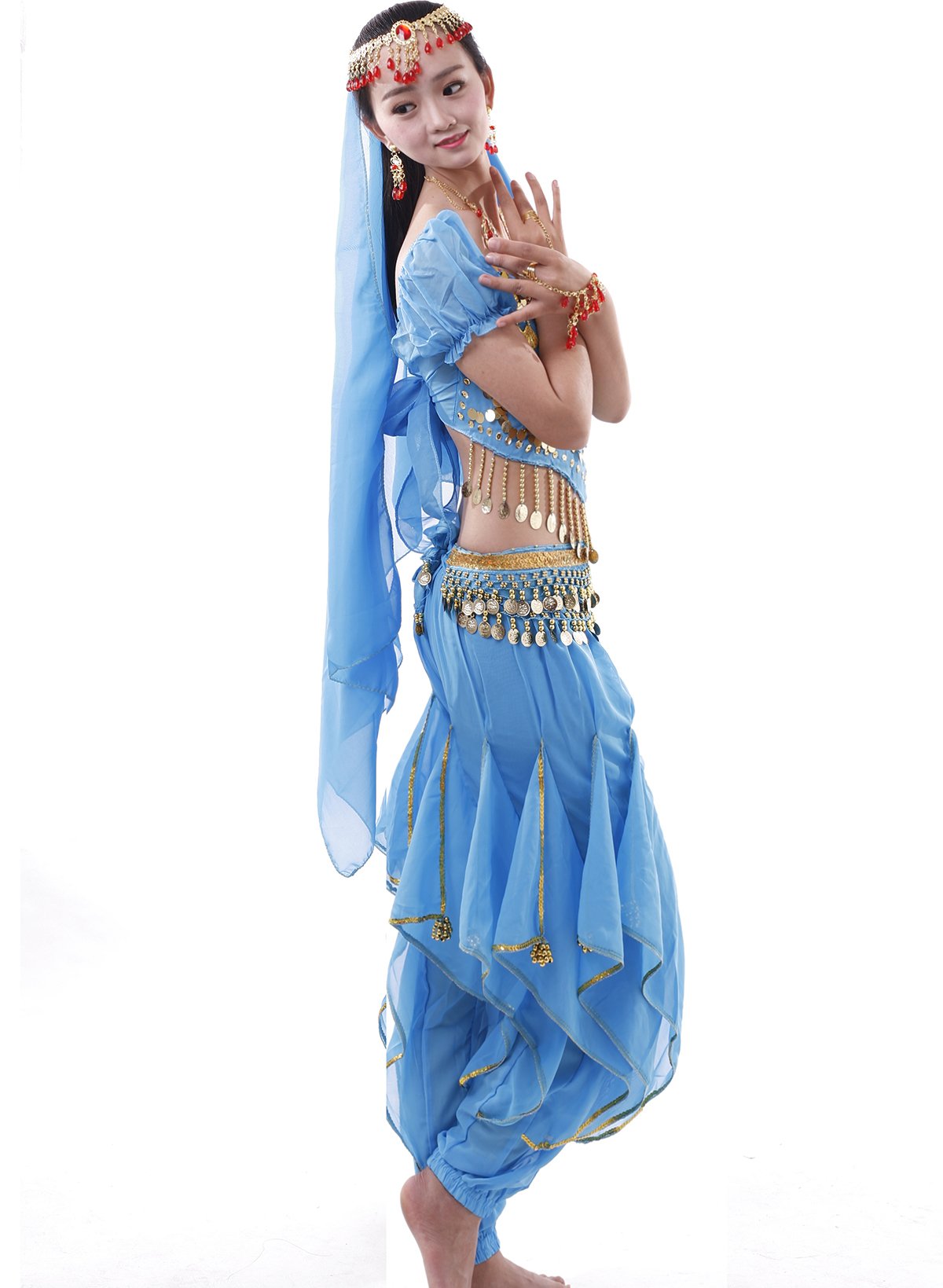 Astage Damen Bauchtanz-Komplet Tanzkostüme Indische Zubehör Alle Ornamente