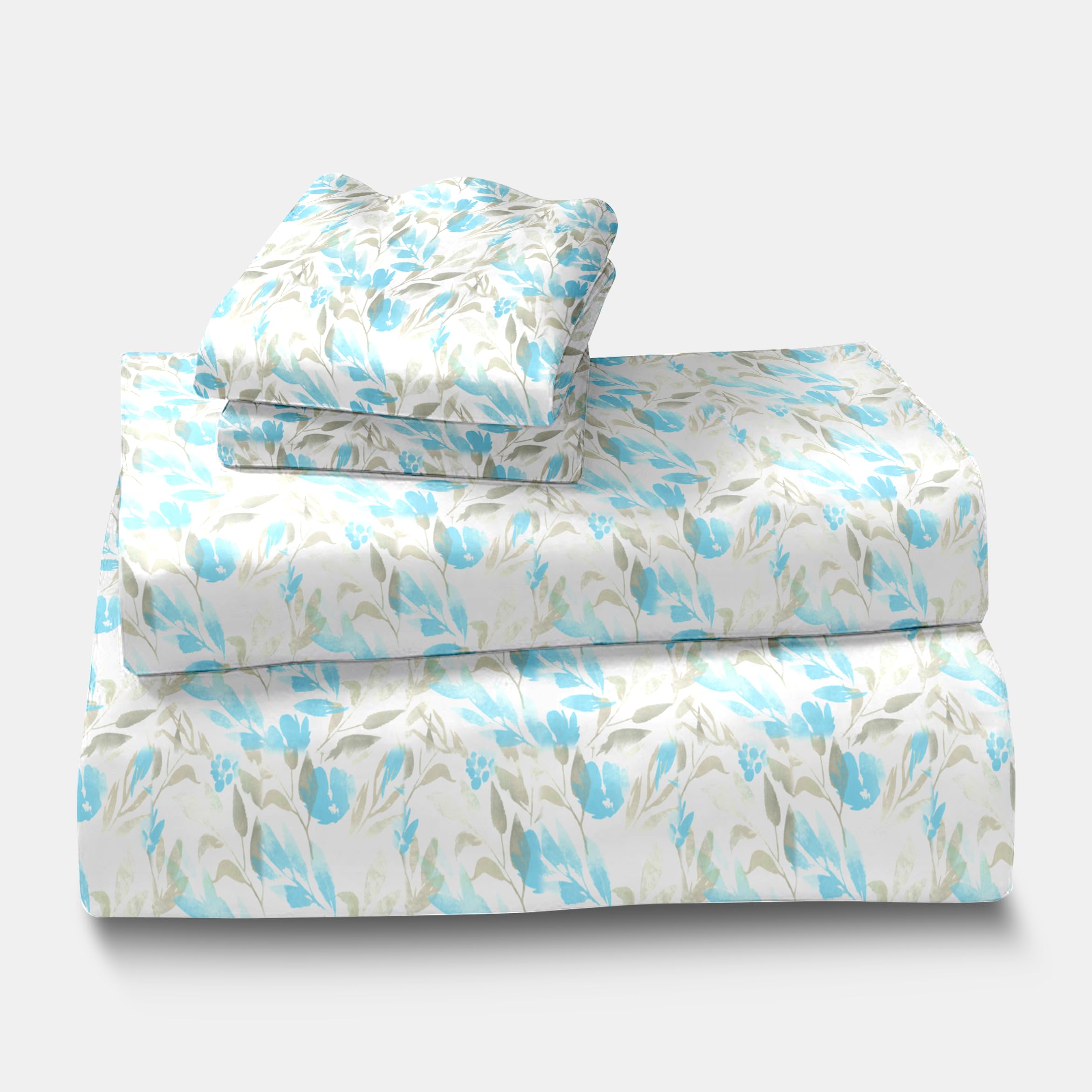 Enchant Home Queen Size Cotton Bedsheet Set - 200 TC, 90x100 Inches, Floral Khaki, 1 Sheet + 2 Pillow Covers