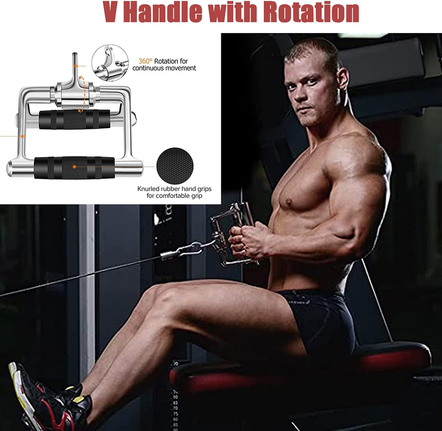 WNOEY Triceps Pull Down Attachment, Cable Machine Accessories for Home Gym (V Handle + Row Handle + Rotating Bar + Tricep Rope + Ankle Straps + D Handle) : Sports & Outdoors