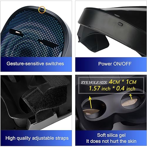 Miniatura 5 de MEGOO Led Mask With Bluetooth Shining Mask Programmablelight up face mask Adult for halloween Party Cosplay Masquerade
