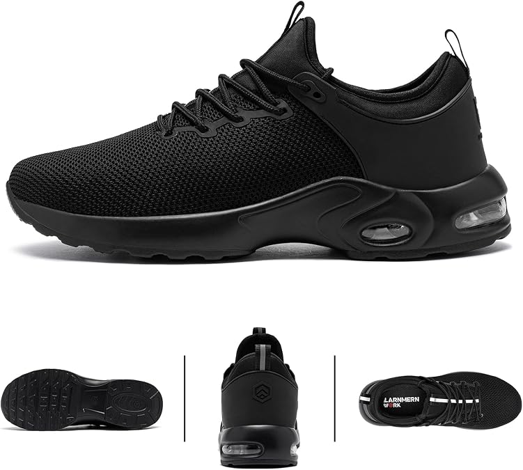 LARNMERN Steel Toe Waterproof Air Shoes Men Slip On Work Sneakers Comfortable Lightweight Construction Shoe