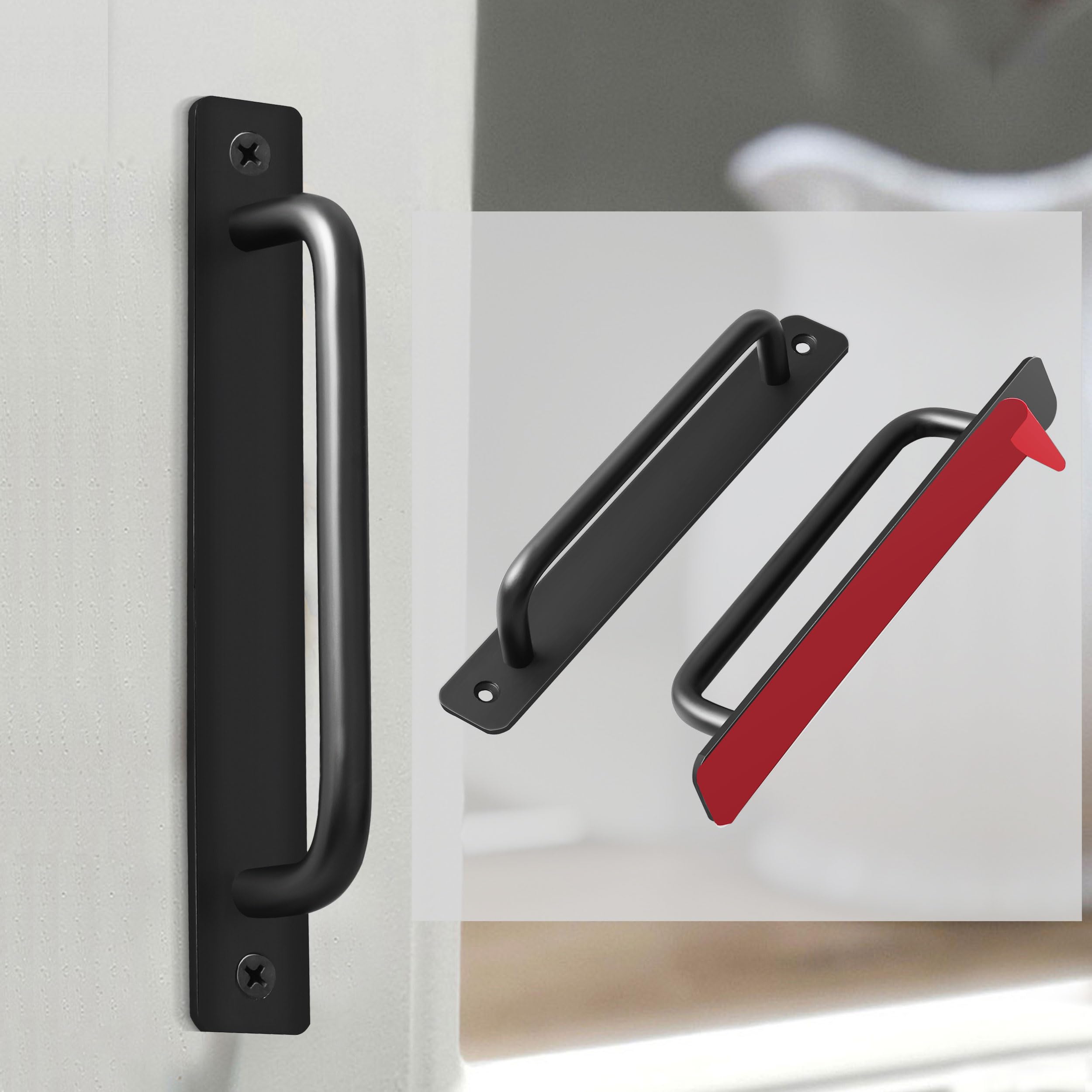 Techoln Self-Stick Aluminum Alloy Cabinet Drawer Handles - 2pcs Adhesive Cabinet Pulls for Kitchen, Sliding Closet, Window, and Appliance Doors (with Screw Holes Version)