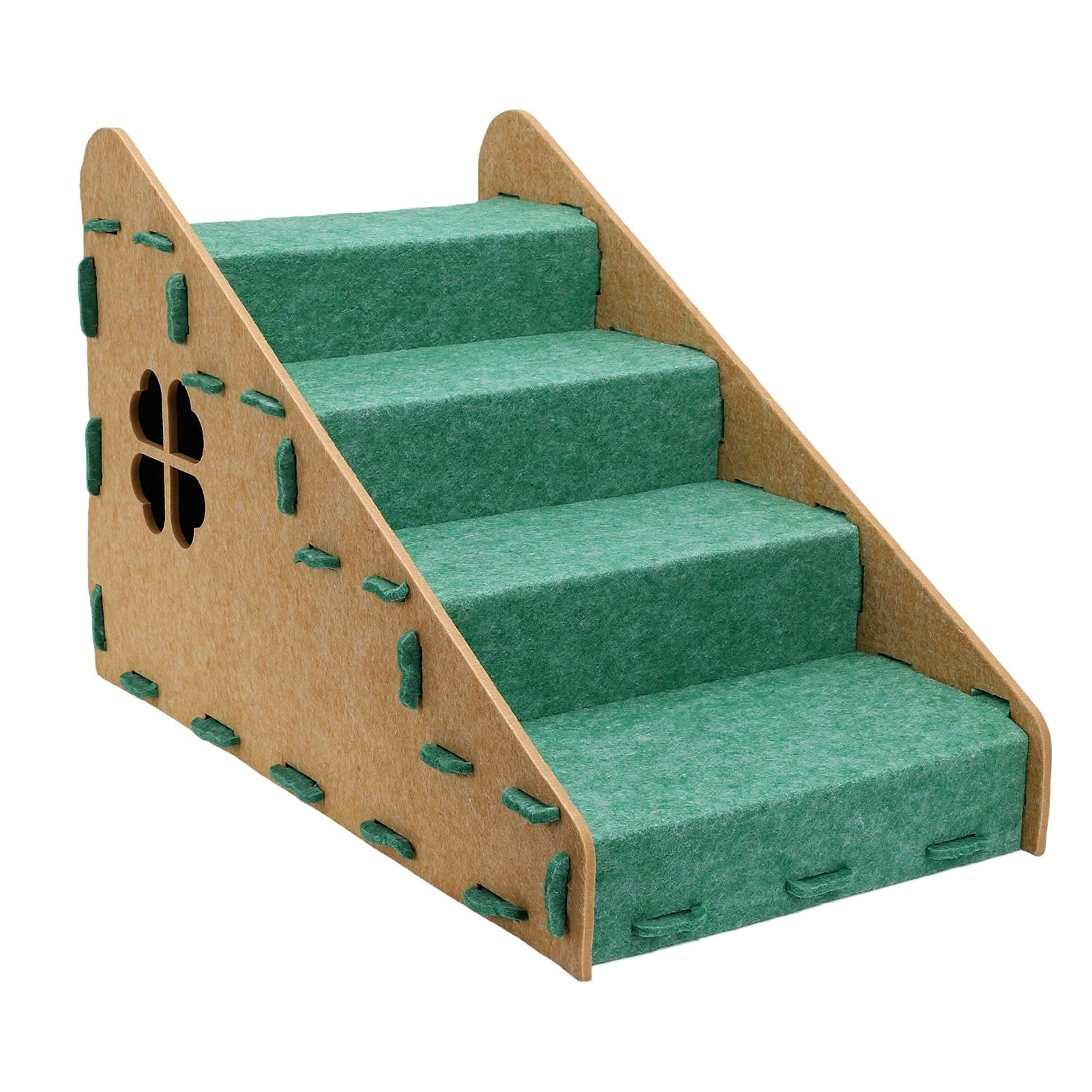 Luocute Scaletta per Cani di Piccola Taglia con Rampa Inclinata | Superficie in Feltro, Design a 4 Gradini per Letti da 20 a 60 Cm, Supporta Gatti e Cani Anziani per la Sicurezza Congiunta,