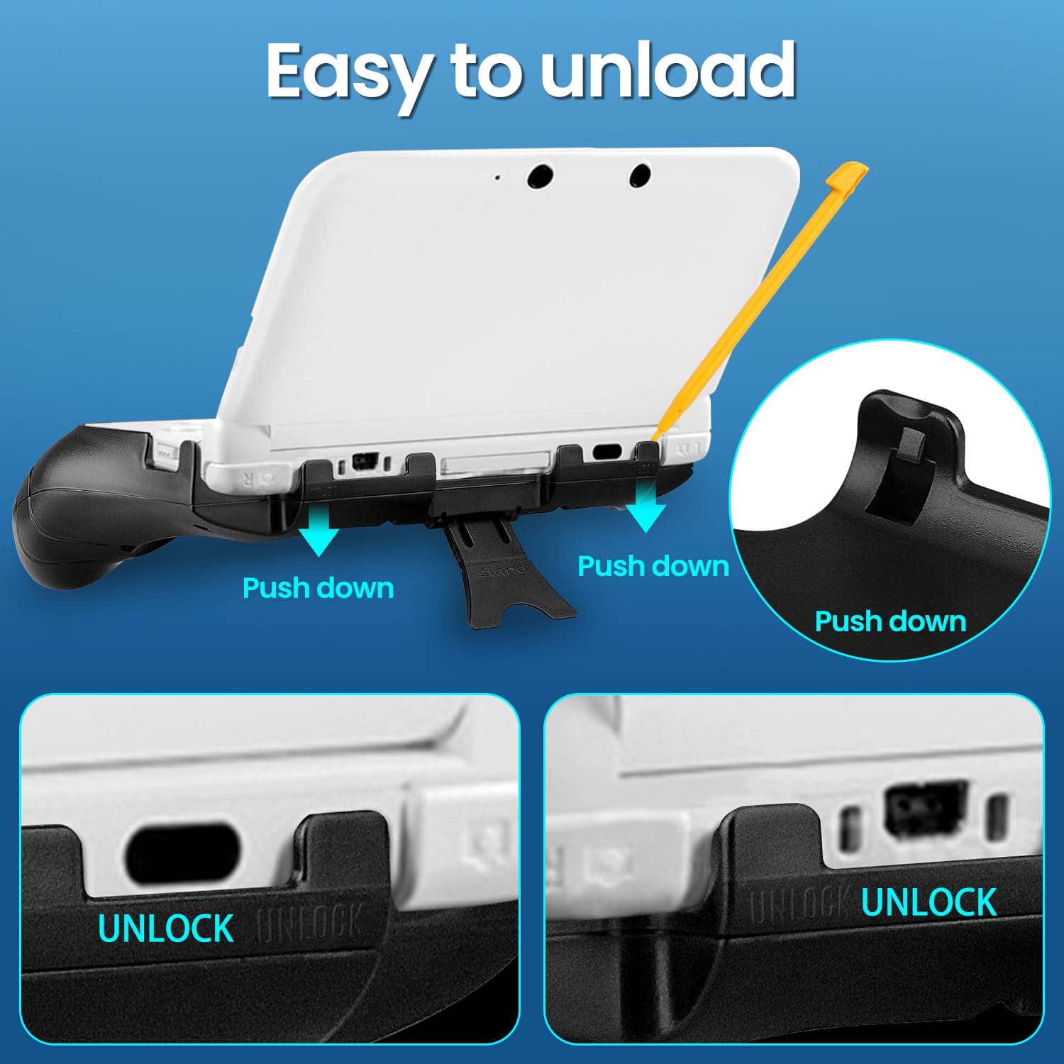 OSTENT Durable Flexible Joypad Bracket Holder Hand Handle Grip Compatible for Nintendo 3DS LL/XL