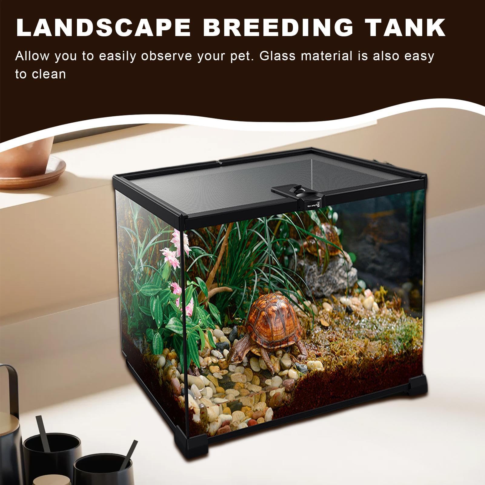 Terrario per Rettili Fornitura Di Contenitore Portatile Sicuro Per Animali | Vasca per Lucertole con Vista Completa Tartarughe Gabbia Contenitore Animali Habitat Lucertole Terrario Vasca Gechi