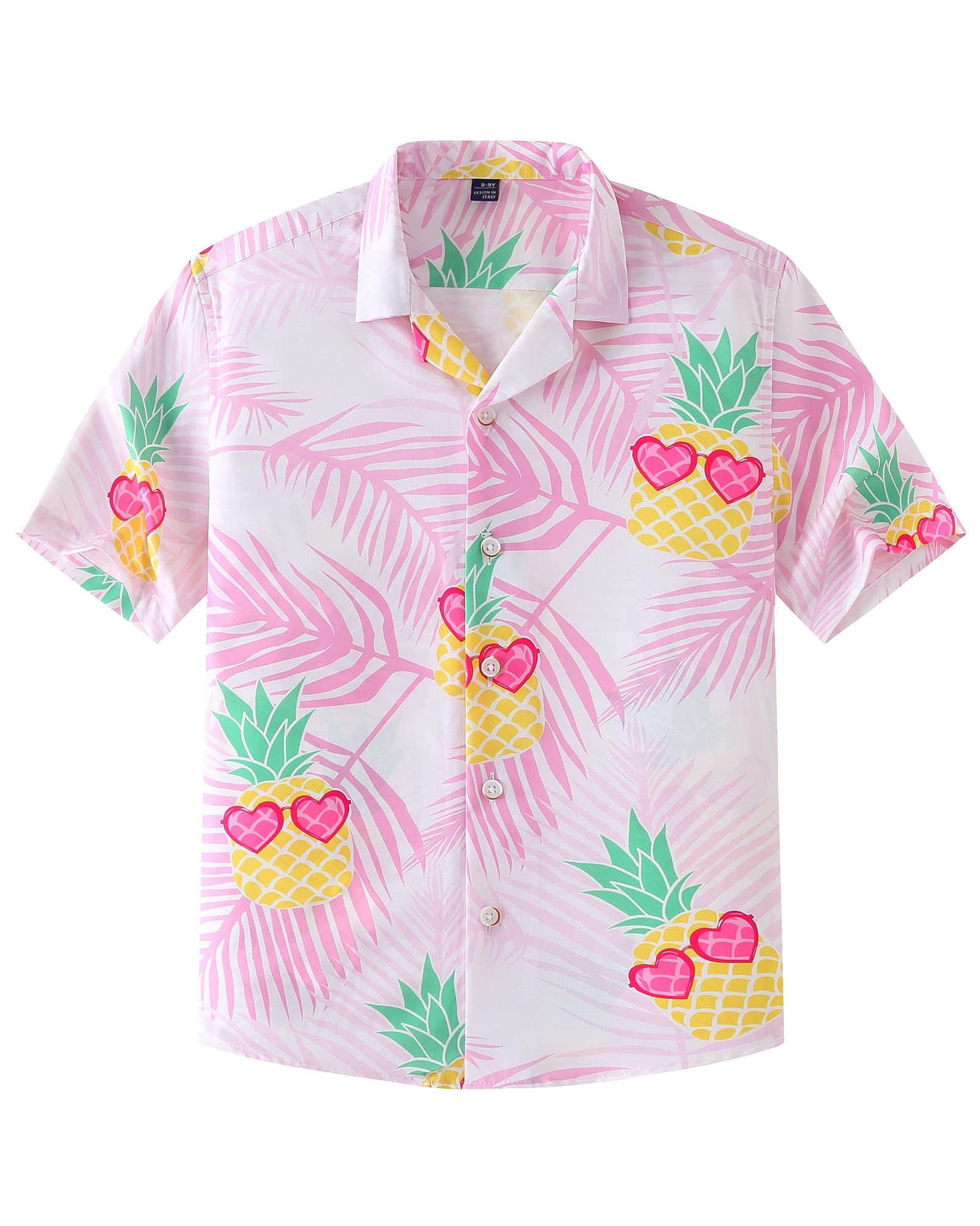 siliteelon Boys Hawaiian Shirts Short Sleeve Cotton Summer Beach Button Down Casual Aloha Luau Shirts for Kids