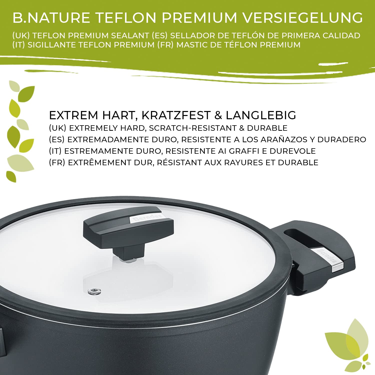 Casseruola Berndes Balance Induction B.Nature con Coperchio, Alluminio, 24 cm