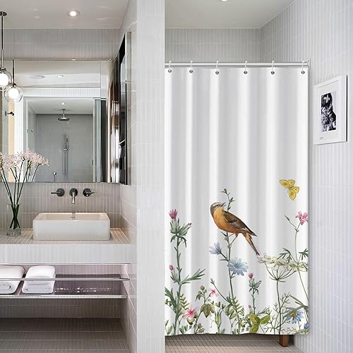 Vista 53 de AWERT Cortina de ducha de mármol azul, impermeable para decoración de baño, impresa lavable con ganchos, 72 x 72 pulgadas