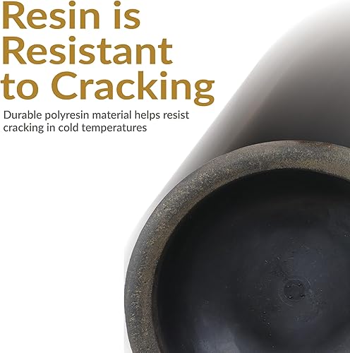 Miniatura 5 de Sunnydaze Percival - Maceta poco profunda de 20.75 pulgadas para flores y suculentas, diseño de poliresina de doble pared, color gris