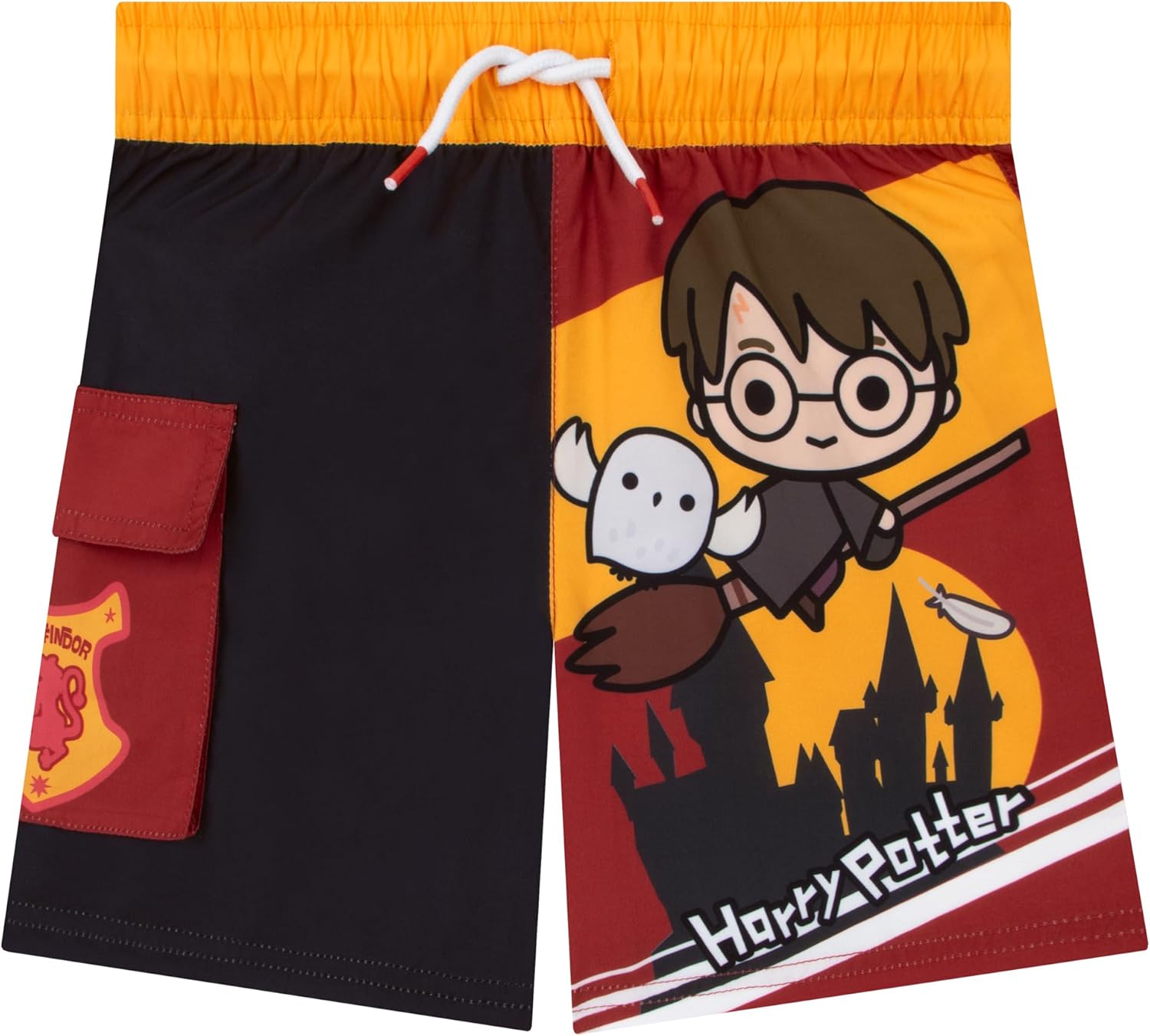 Harry Potter Boys Swim Shorts, Harry and Hedwig Boys Swim Trunks, Hogwarts Kids Swimming Trunks, Gryffindor Kids Swimwear