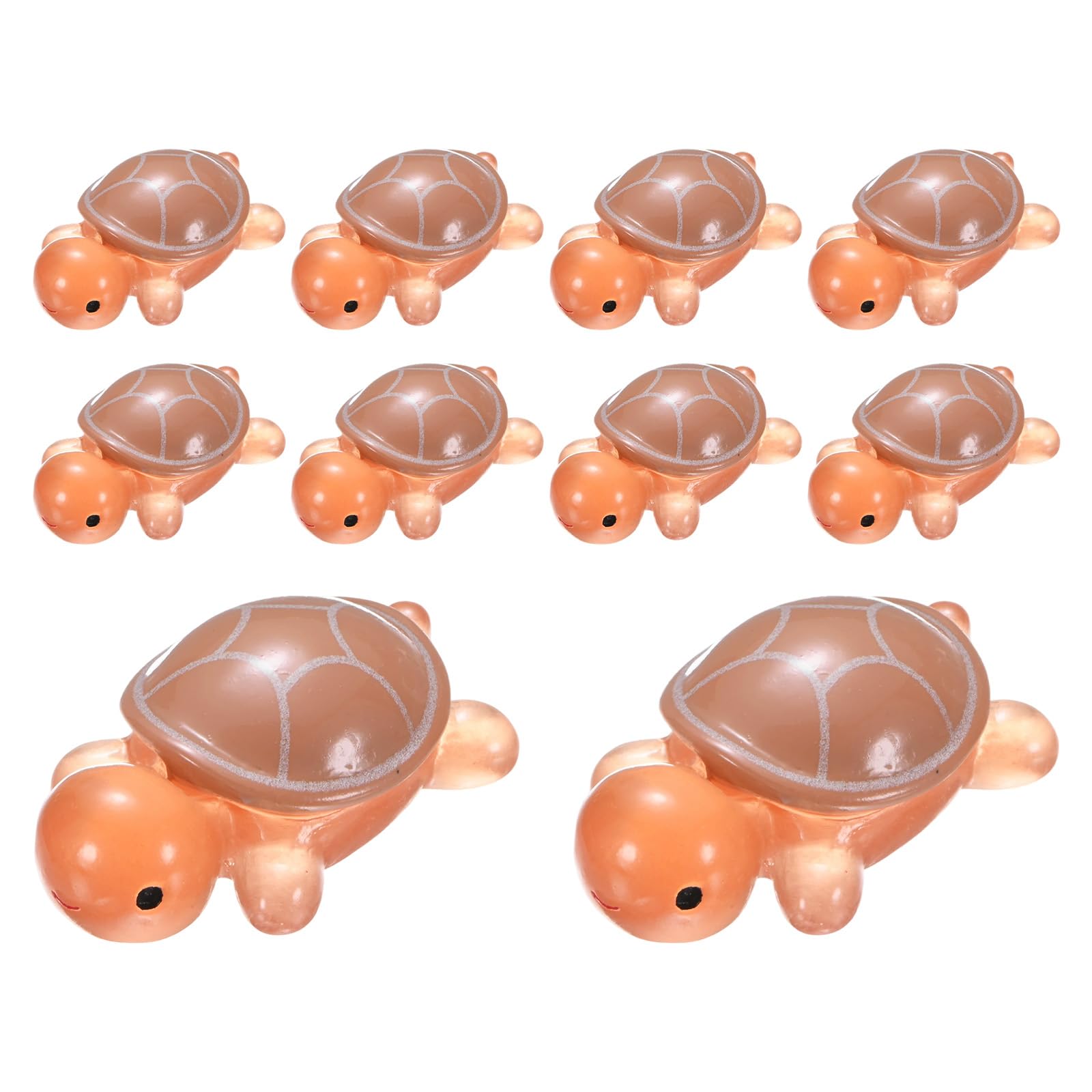 M METERXITY 10-Pack Luminous Medium Resin Turtles, 3.39" Glow in the Dark Tiny Sea Turtle for Fairy Garden/Micro Landscaping/Dollhouse, Cute Miniature Ocean Animal Figurine to Hide [Brown]