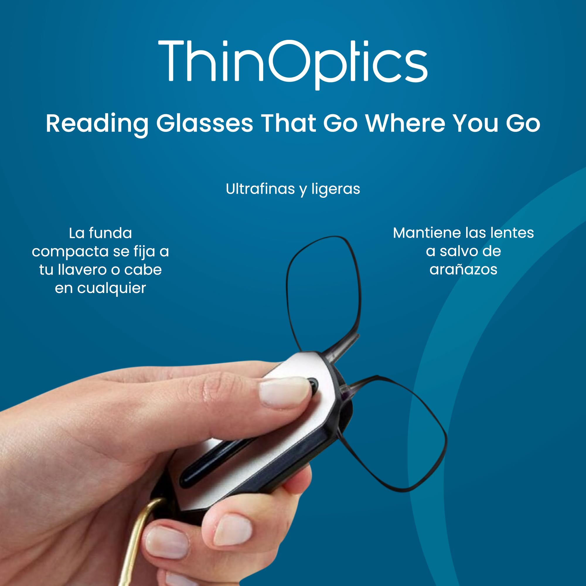 ThinOptics Gafas de Lectura Ultrafinas con Estuche Llavero – Gafas sin Patillas Compactas para Llevar en Llaves o Cartera – Portátiles, Ligeras y Resistentes, Siempre Contigo +1,00 +1,50 +2,00 +2,50