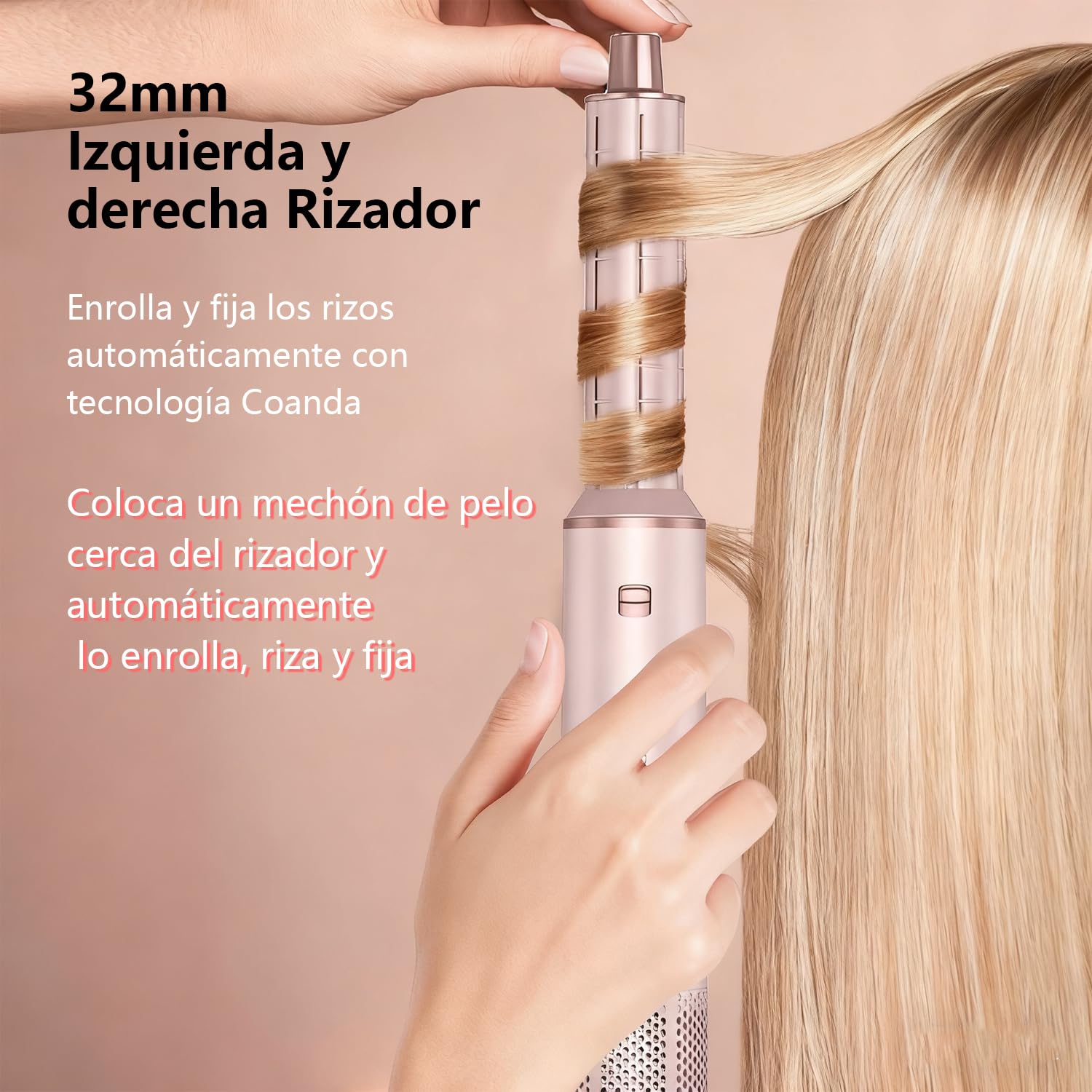 Dryhsip Cepillo Secador, Cepillo de Aire Caliente 5 en 1, Secador y Moldeador con Cabezales Desmontables (Rizador, Voluminizador, Alisador, Rizador), Viaje Ligeros para Mujeres (Pink)