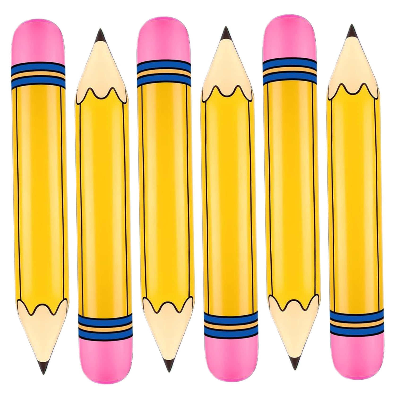 Wedhapy Pencil Balloon 6Pcs Inflatable Pencil, PVC Balloons 26.7" Yellow Giant, Back to School Inflatable Graduation Party Decoration for School Photo Prop