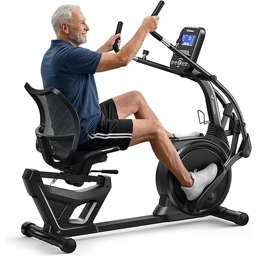 MERACH Recumbent Exercise Bikes for home, Light Commercial High-end Recumbent Bike for Seniors Adults, Magnetic Recumbent Exercise Bike with Smart Bluetooth and Exclusive App, LCD, Heart Rate Handle