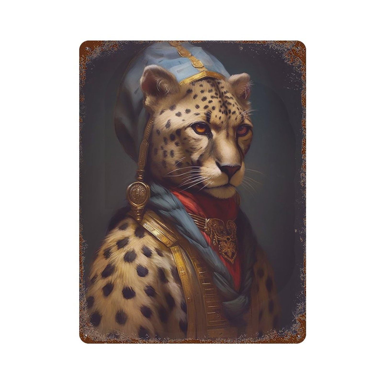 Cheetah Rusty Metal Tin Sign 15.7"x11.8", for Pub, Kitchen And Man Cave Decor, Farmhouse Wall Decor