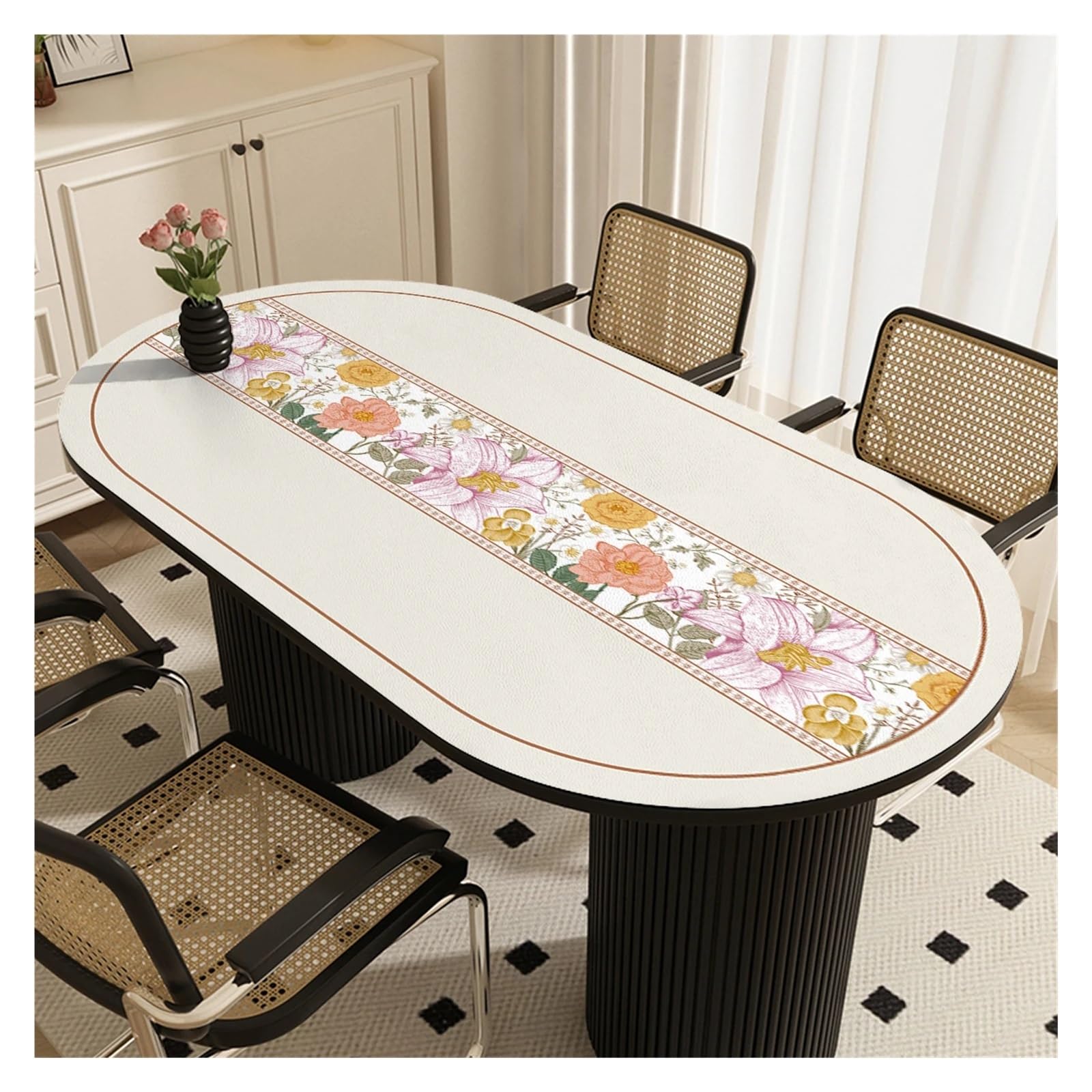 Tappetino da scrivania in pelle Tovaglietta ovale in pelle semicircolare ad arco, resistente all'olio e impermeabile for sala da pranzo(Color 3,80 * 160cm oval [a80 b160 c40])