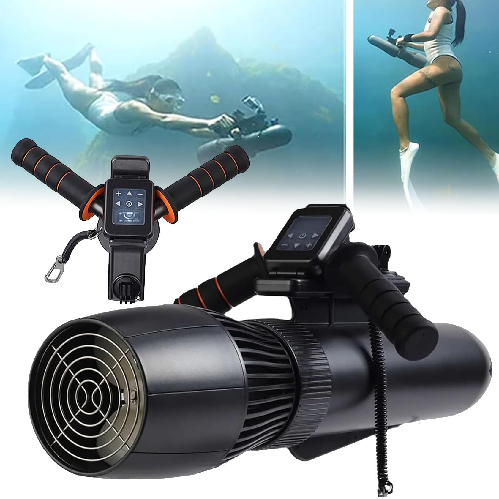 Booster De Kayak Portable, Ensemble De Propulseur sous-Marin sans Balais De 130 Minutes, Scooter De Mer sous-Marin électrique De 10 Km/H, Scooter De Plongée pour Kayaks/Bateaux Gonflables