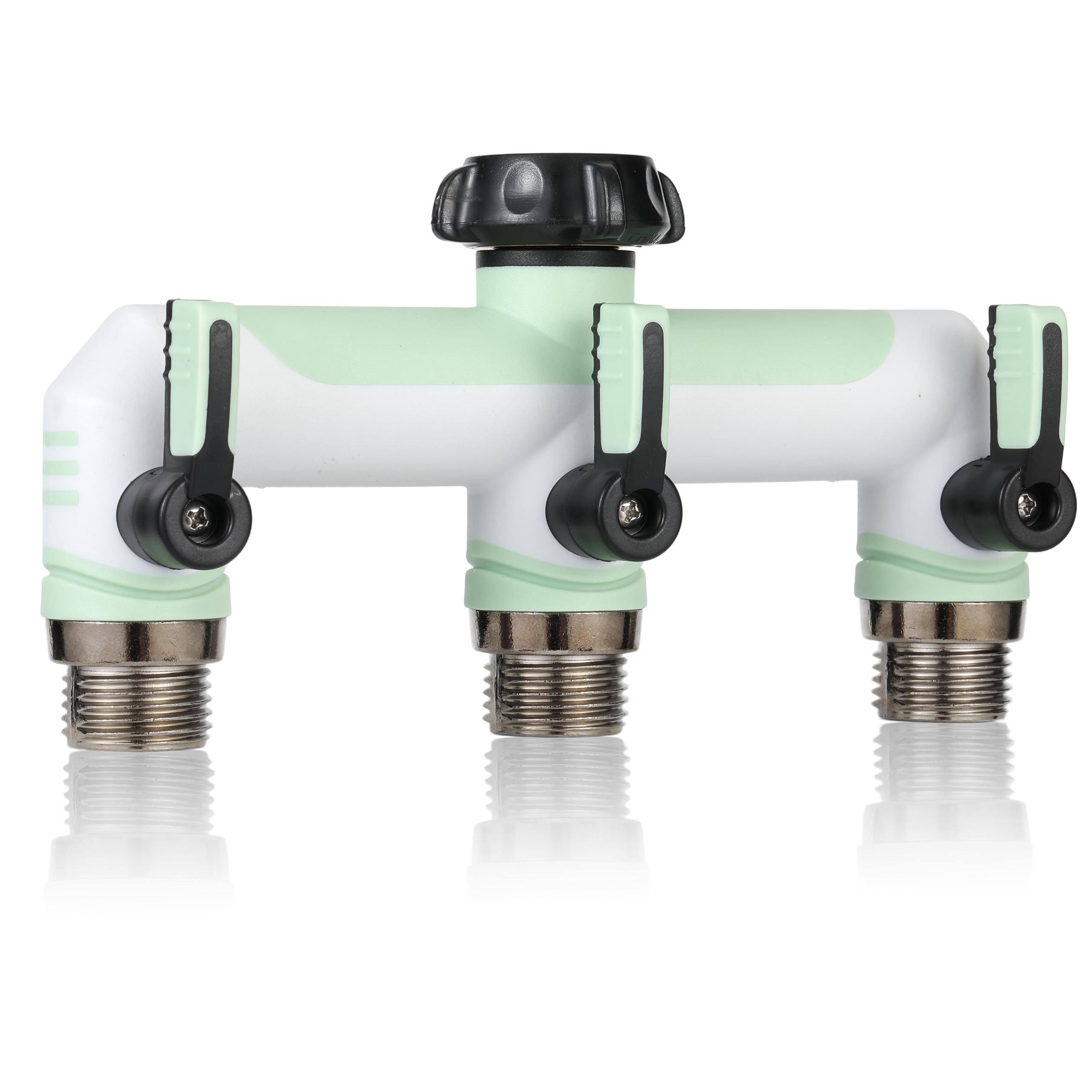 Photo 1 of 3 way Hose Splitter, Garden Hose Adapter and Outdoor Faucet Splitter,with Shutoff Valves Hoses Connector -T Water Spigot Splitter Water Adapter,3/4" GHT Thread For Home Outdoor Garden?light green)